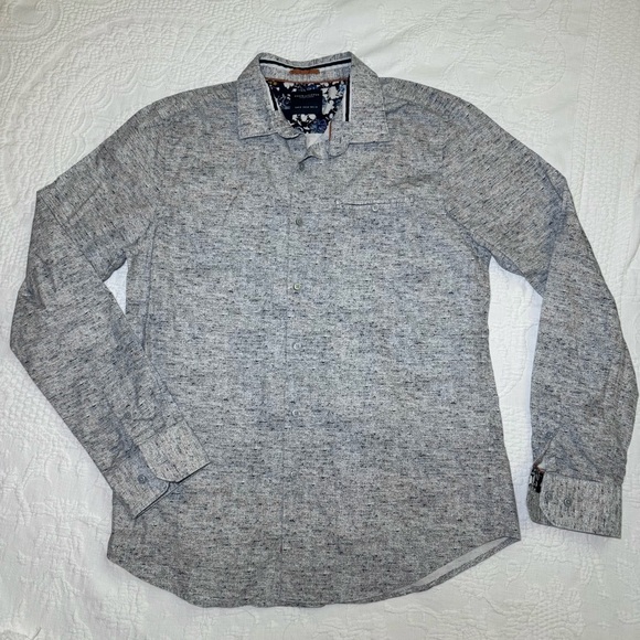 Men' Button Up Dress / Work Shirt Long Sleeve Denim & Flower Ricky Singh Size M - Picture 1 of 13